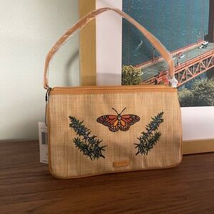 Vera Bradley Tan Butterfly Embroidered Shoulder Bag